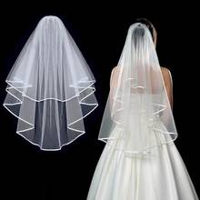 Véu de noiva elegante, véu de casamento com borda de pente, branco marfim 2024 - compre barato