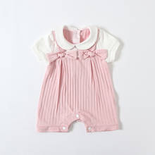 Girls Dress Summer Peter Pan Collar Baby Rompers Cotton Newborn Body Suit Baby Pajama Girls Rompers with Bows 0-2Y 2024 - buy cheap