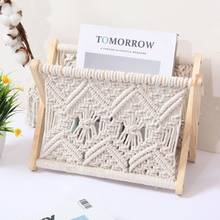 Nordic Cotton Woven Storage Basket Boho Macrame Magazine Rack Desktop Book Shelf  2024 - buy cheap