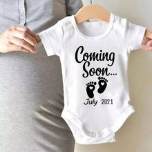Pregnancy Reveal Baby Coming Soon Feb-Dec 2021 Newborn Baby Bodysuits Summer Baby Cotton Rompers Body Baby Boys Girls Onesies 2024 - buy cheap