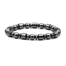 Pulseira de hematita preta com contas, alta qualidade, moda masculina e feminina, joia, pingente, pulseira artesanal, faça você mesmo, presente 2024 - compre barato