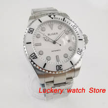 Роскошные мужские часы Bliger 43 мм с белым циферблатом и керамическим покрытием, стеклянные светящиеся часы saphire, автоматические механические мужские часы NH35A 2024 - купить недорого