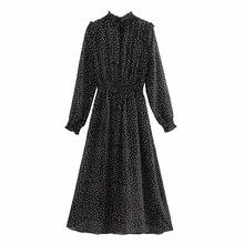 Sexy Polka Dot Vintage Autumn 2020Office Midi Floral Long Sleeve Dress Female Maxi Dress Vestidos 2024 - buy cheap