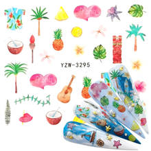 1 шт летние фруктовые пляжные наклейки для ногтей маникюр Дизайн ногтей Переводные водяные наклейки 2024 - купить недорого