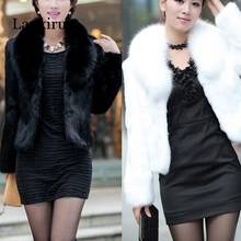 Elegant Faux Fur Coat Thicken Warm Outwear Women Winter New Fur Jacket Coat Long Sleeve White Black Plus Size Fur Coat 3XL 2024 - buy cheap
