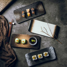 Plato de Sushi plano, plato de restaurante japonés, plato de cerámica creativo, vajilla japonesa de alta gama, vajilla Rectangular para el desayuno p 2024 - compra barato