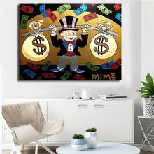 Impressão em tela alec monopoly pintura arte da parede graffiti cartaz moderno halterofilismo casa decoração modular dinheiro fotos para escritório 2024 - compre barato