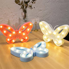 Ночник в виде светильник вой бабочки с мультяшными буквами, декоративный ночник для спальни, рождественский подарок для девочек, детей на батарейках 2024 - купить недорого