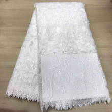 African Lace Fabric 5 Yards 2021 High Quality Lace Tulle French Embroidered Mesh Lace Fabric Wedding Dress J35091 2024 - buy cheap