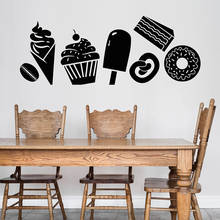 Decalque de parede para lojas de sobremesas, doces, sorvete, bolo, rosquinhas, grãos de café, adesivos de janela de vinil, café, decoração de interiores, arte m073 2024 - compre barato