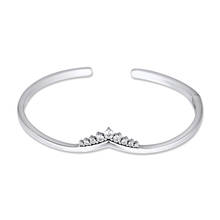 Tiara Wishbone Open Bangle 2020 Jewelry 925 Sterling Silver Bracelets for Women Clear CZ Princess Crown Charms Bracelets 2024 - buy cheap