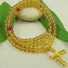 Collar de cristal sintético Tibetano para rezar, collar con mal hecho de cuentas, color amarillo, 6mm, budismo, 108 2024 - compra barato
