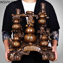 Estilo chinês fengshui sorte dinheiro fu gourd resina estátua de mesa escritório sala estar artesanato ornamentos housewarming presentes natal 2024 - compre barato