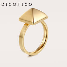 DICOTICO New Jewelry Dubai Gold Wedding Bands Rings For Women Triangle High Polished Stainless Steel Cone Femme Rings 2024 - buy cheap