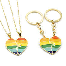 Fashion LGBT Creative Heart Rainbow Couple Metal Enamel Pendant Necklaces Gay Lesbian Pride  Jewelry Accessories Gift 2024 - buy cheap