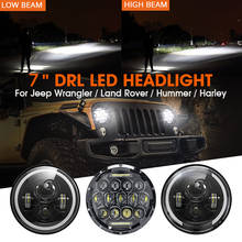 Lâmpadas led de 7 polegadas para farol h4 h13 hi-lo, halo 12v, para jeep cj/wrangler jk/land rover/hummer/harley 2024 - compre barato