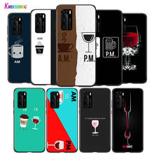 Capa de silicone para vinho e café para huawei, para modelos p8, p9, p10, p20, p30 pro lite 2019, mini p40 lite, 5g e pro plus 2024 - compre barato