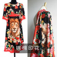 Ткань из полиэстера с принтом льва, ширина 145 см, платье-рубашка, женская, детская ткань ручной работы «сделай сам», alibaba express 2024 - купить недорого