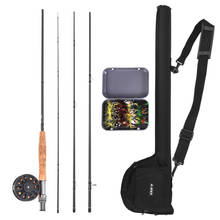 Kit de pesca com mosca, 9 polegadas, vara e carretel, combo com bolsa para transporte, 20 voadores, pacote completo de iniciante 2024 - compre barato