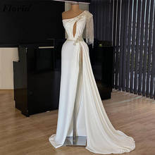 Middle East White Prom Dresses Mermaid One Shoulder Evening Dresses Long Sexy Cocktail Party Gowns With Tassels Beading Vestidos 2024 - buy cheap