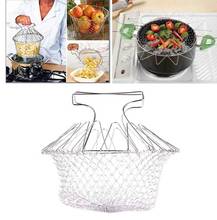 Foldable Steam Rinse Strainer Stainless Steel Colander Mesh Basket Drainer Frying French Fryer Tool Kitchen Cooking Basket WC005 2024 - buy cheap