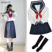 Conjunto de uniforme escolar feminino jk, uniforme de escola para meninas, sakura, bordado, gravata de kansai, uniforme de marinheiro, xxl, novo, 2020 2024 - compre barato