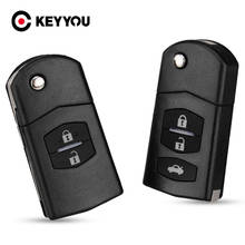 Keyyou carcaça de chave remota para mazda 10x, para carro mazda 3 5 6 m6 rx8 mx5 2 botões, dobrável, com suporte para bateria, capa de substituição 2024 - compre barato