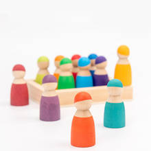 Деревянные радужные блоки, игрушки Монтессори, куклы-тела, Детские ролевые игры, фигурки людей, форма, Детские обучающие игрушки для детей 2024 - купить недорого