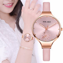 2020 Relojes de Mujer de cuero Spuer Correa fina reloj Casual de lujo Para Mujer vestido Relojes de pulsera de regalo reloj Relojes Para Mujer 2024 - compra barato