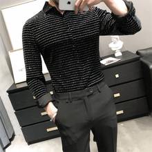 2022 Spring New Quality Gold Velvet Long Sleeve Shirts for Men Clothing Slim Fit Dots Print Casual Blouse Homme Comfortable 3XL 2024 - buy cheap