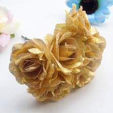 60pcs 3.5cm Artificial Glitter Rose Flower Fake Flower For Wedding Party Christmas DIY Wreath Scrapbook Gift Box Decoration 2024 - buy cheap