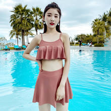 Swimsuit Bathing Suit Girl Women Swim Tankini Push Up Two Piece Swimming Skirt Underwire Boyle Spandex Solid  2024 - buy cheap