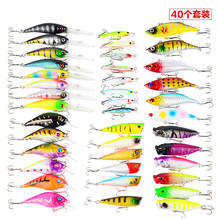 Popper iscas falsas, 40 peças, pesca marítima, conjunto de isca artificial para pesca, minnow crankbait, isca rígida de lúcio 2024 - compre barato