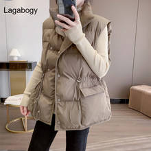 Lagabogy 2022 New Women Winter Solid Vest Autumn 90% White Duck Down Coat Female Warm Waistcoat Short Khaki Jacket Sleeveless 2024 - buy cheap