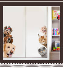 3D funny cat and dog Wall sticker, door, window, closet, fridge, kids room decorations, home decor, animal drawing vinyl sticker 2024 - buy cheap