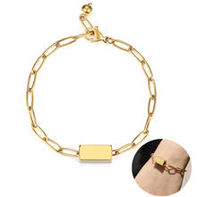 Pulsera de cadena de acero inoxidable para mujer, brazalete con clip de 4mm, cubo personalizado, Cable de enlace ovalado, joyería ajustable, regalo, DB311 2024 - compra barato