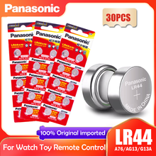 30 шт. Panasonic LR44 LR 44 A76 AG13 1,5 V кнопочная ячейка G13A LR44 LR1154 SR1154 357A SR44 SR44SW SR44W GP76 игрушечные часы батарея 2024 - купить недорого