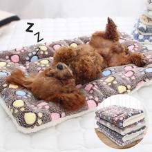 Practical Pet Soft Blanket Winter Dog Bed Mat Foot Print Warm Sleeping Mattress Small Medium Dogs Cats Coral Fleece Pet Supplies 2024 - buy cheap
