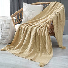 Cobertor de linhas com borla, sólido, bege, cinza, rosa, coberta, cobertor para lance, sofá, casa, tecido, de malha química, cobertor 2024 - compre barato