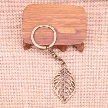 20pcs New Fashion Keychain 49x26mm leaf Pendants DIY Men Jewelry Car Key Chain Ring Holder Souvenir For Gift 2024 - buy cheap