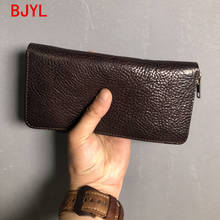 Retro Men's Wallet Men Card Holder Purse Mobile Phone Clutch Bag Leather Soft Wrist Bags 2020 Original Long Zipper Leather Solid 2024 - buy cheap