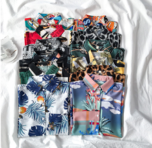 Летняя женская модная свободная винтажная разноцветная Повседневная Блузка с коротким рукавом и принтом 2024 - купить недорого