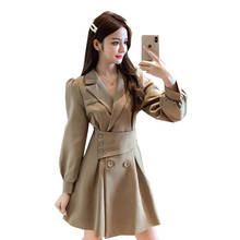 2021New Spring Autumn Korean Elegant Dresses Women Suit Collar Long Sleeve Slim Dress Lady Casual Short Dress Vestidos R982 2024 - buy cheap