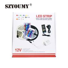 SZYOUMY Black PCB 5050 RGB LED Strip Waterproof 300 Leds Flexible Strip Light Led Tape + 24 Key IR Controller+12V 5A 2024 - buy cheap