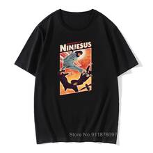 Ninjesus-Camiseta de personajes divertidos para hombre, camisetas 3D de Ninja, camiseta negra de Jesús, camisetas de algodón, camiseta de Kung Fu 2024 - compra barato