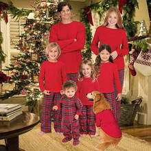 HIRIGIN Семейные сочетающиеся рождественские пижамы комплект для женщин мужчин детей Рождественская одежда для сна ночная рубашка Рождество 2 шт. Повседневная Ночная одежда 2024 - купить недорого