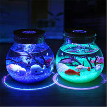Novelty RGB LED Night Lamp Romantic Sea Fish Stone Ocean Bottle Night Lights For Children Baby Christmas Gift Bedroom Decoration 2024 - buy cheap