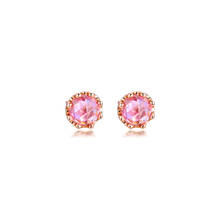 Pink Sparkling Crown Stud Earrings CZ Rose Golden Jewelry Small Earrings for Women Fashion Spring Jewelry Earrings 2024 - buy cheap