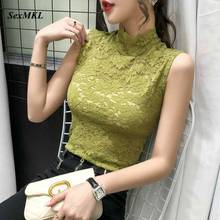 Women Sexy Summer Lace Blouses 2020 Fashion Sleeveless White Ladies Tops Korean Clothes Hollow Out Transparent Casual Blouse 2024 - buy cheap