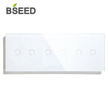 Bseed-Interruptor táctil de 6 entradas, atenuador de luz de 228mm, interruptor de Panel de clase de cristal blanco y negro 2024 - compra barato